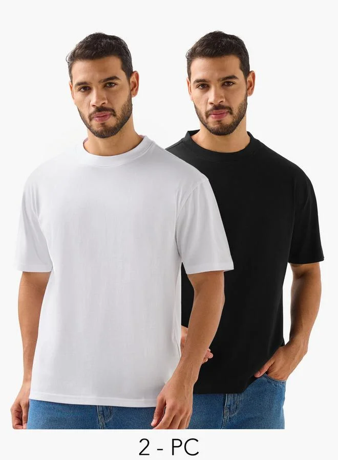Splash FAV Men Oversized Crew Neck Short Sleeve T-Shirt - Set of 2